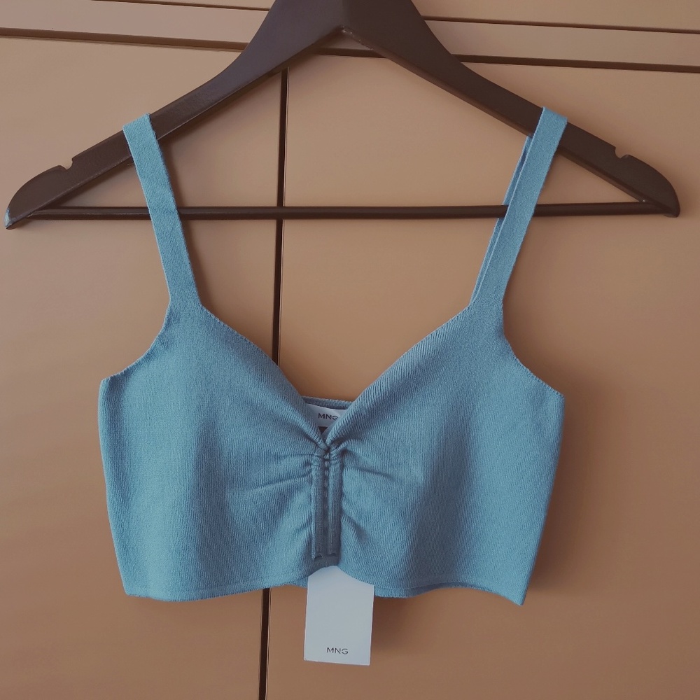 MANGO BUNDLE Knitted top with ruffle detail & Ruched-detail trousers - NWT (L) - Picture 5 of 16